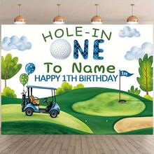 Spersonalizowany baner urodzinowy z motywem pola golfowego – spersonalizowana dekoracja ścienna z imieniem, tkanina na imprezę o tematyce golfowej wewnątrz i na zewnątrz oraz dekorację pokoju