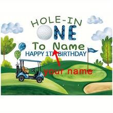 Spersonalizowany baner urodzinowy z motywem pola golfowego – spersonalizowana dekoracja ścienna z imieniem, tkanina na imprezę o tematyce golfowej wewnątrz i na zewnątrz oraz dekorację pokoju