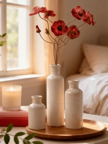 1 PIEZA Juego de jarrones cerámicos beige minimalistas. Estos jarrones con textura pueden contener flores frescas/secas, ideales para mesas de noche, alféizares de ventanas, aportando un toque acogedor y natural a dormitorios y salas de estar. Perfecto para amantes de la decoración del hogar con estilo bohemio-chic. Decoración de habitación, jarrón de flores, jarrón de vidrio