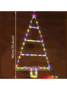 1pc 2.4ft Christmas Tree Lights/Ladder Lights/Christmas Decorative Lights/LED Christmas Ladder Lights With 8 Modes And Timer, Battery Operated Christmas Lights/Christmas LED Ladder Tree Lights For Window, Wall, Home Garden, Outdoor And Indoor Decor - Multicolor - View 5