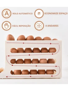 2/4 Tier Stackable Egg Holder Rolling Plastic Organizer Refrigerator Space Saving - Kem Be - Xem 3