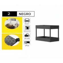 Carrito Organizador Multiusos de 2 Niveles para Cocina, Baño y Oficina, Estantería Desmontable con Ruedas y Cajones para Almacenamiento y Optimización de Espacios Pequeños. - Negro - Ver 2