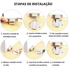 Trava Prendedor Batetor Fixador de Porta Magnético Adesivo Amortece Impacto Inox Cromado - Prata - Visão 3