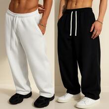 Kit 02 Widy Baggy Pants, Wide Straight Hem, Flannel With Pockets, Launch Promotion - Đen/Trắng - Xem 4