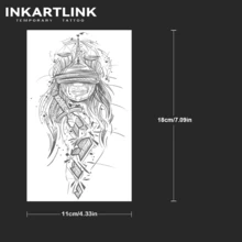 INKARTLINK 天秤座正义女神渐变纹身，欧式风格，防水持久1-2周，假纹身，逼真纹身，几何图案，果汁纹身，植物纹身 - 黑色 - 查看 4