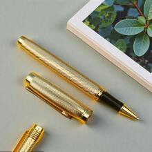 1 unidade de caneta esferográfica de metal com gravação galvanizada exclusiva - experiência de escrita suave para negócios/trabalho, excelente presente empresarial para profissionais/homens/mulheres, ideal para reuniões de escritório/presentes corporativos | Caneta de presente de metal premium