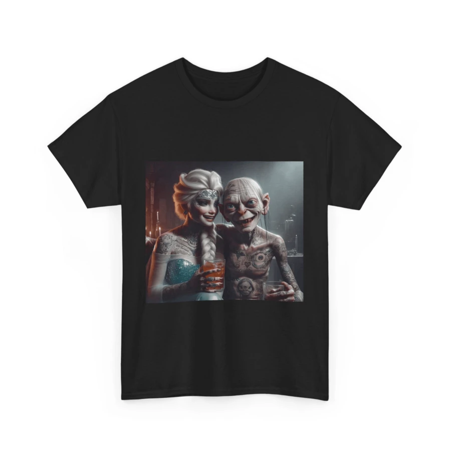 Frozen & Gollum Inked Up – Funny Mashup Tattoo T-Shirt - màu đen - Xem 1