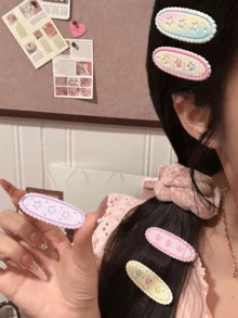 10件套女士发饰，可爱甜美，小蕾丝发夹，清新花卉印花刘海夹，椭圆形发夹，小花朵发夹，刘海夹，发际线夹，适合日常佩戴（颜色随机），发夹 - 彩色 - 查看 3