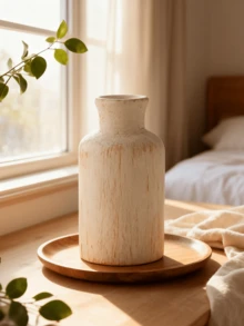 1 PIEZA Juego de jarrones cerámicos beige minimalistas. Estos jarrones con textura pueden contener flores frescas/secas, ideales para mesas de noche, alféizares de ventanas, aportando un toque acogedor y natural a dormitorios y salas de estar. Perfecto para amantes de la decoración del hogar con estilo bohemio-chic. Decoración de habitación, jarrón de flores, jarrón de vidrio