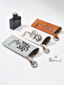 1pc Customized Elegant Glasses Cover, Cute Hanging PU Leather Sunglasses Storage Bag, Portable Travel Eyewear Holder, Ideal Choice For Gifts Pink