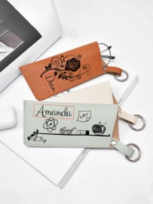 1pc Customized Elegant Glasses Cover, Cute Hanging PU Leather Sunglasses Storage Bag, Portable Travel Eyewear Holder, Ideal Choice For Gifts Pink