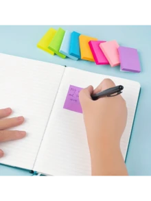 300Pcs Colorful Fluorescent Wood Sticky Notes - Perfect For Highlighting Class Key Points, Office Reminders & Word Learning - Multicolor - View 7