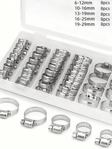 40pcs Adjustable Soft Tube Clamps, 201 Stainless Steel, Double Ears With Fasteners, DIY Air Duct Clip Set, Rust Resistant - Forty Packs - View 5