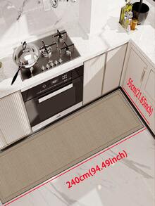 1pc Silicone-Based Kitchen Mat, Beige & Dark Beige Interlocking Woven Texture Pattern, Cushioned Anti-Fatigue Kitchen Rug, Absorbent Mat Suitable For Kitchen, Bathroom, Entryway, Laundry Room