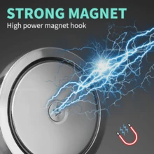 Crochet de pêche à l'aimant haute puissance - Disque d'aspiration d'aimant ultra-résistant, crochet mural, installation facile avec trou fraisé, pour la récupération de rivière et la chasse au trésor, manipulation d'objets lourds - Diamètre 90 mm, métal poli