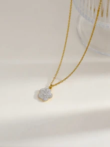 6pcs Stainless Steel 18K Gold Plated Women's Pendant Necklaces, Design, Jewelry For Women, Gold Necklace, Water Drop, Sun, Clover, Stainless Steel Necklace, Elegant Women's Necklace, Waterproof Necklace, Delicate Gift - Multicolor - View 7