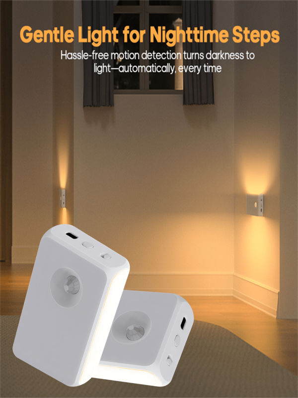 1pc/2pcs/4pcs LED Intelligent Sensing Wall Light, Cabinet Bottom Light, Indoor Lighting Sensing Night Light, Wireless USB Rechargeable Sensing Night Light, With Motion Sensor, Up And Down Light, Suitable For Indoor, Bedroom, Corridor, Cabinet, Bathroom (300mAh)