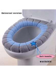 1/2/4pcs Reversible Washable Toilet Seat Cover, Universal Size - Warm All Seasons, Thickened For Winter Comfort, Removable Cover, Easy To Carry, Hand Wash Only, Suitable For Home And Dorm