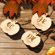 Personalized Wood Pumpkin Decor, Handmade Style Unfinished Carved Ornament For Halloween Thanksgiving Ghost Festival Party Celebration
