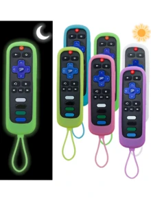 1Pc Silicone Luminous Remote Control Dust Cover Protective Case For Hisense Roku TV Remote Control, Multi-Color, Back To School Supplies - Pink - View 2