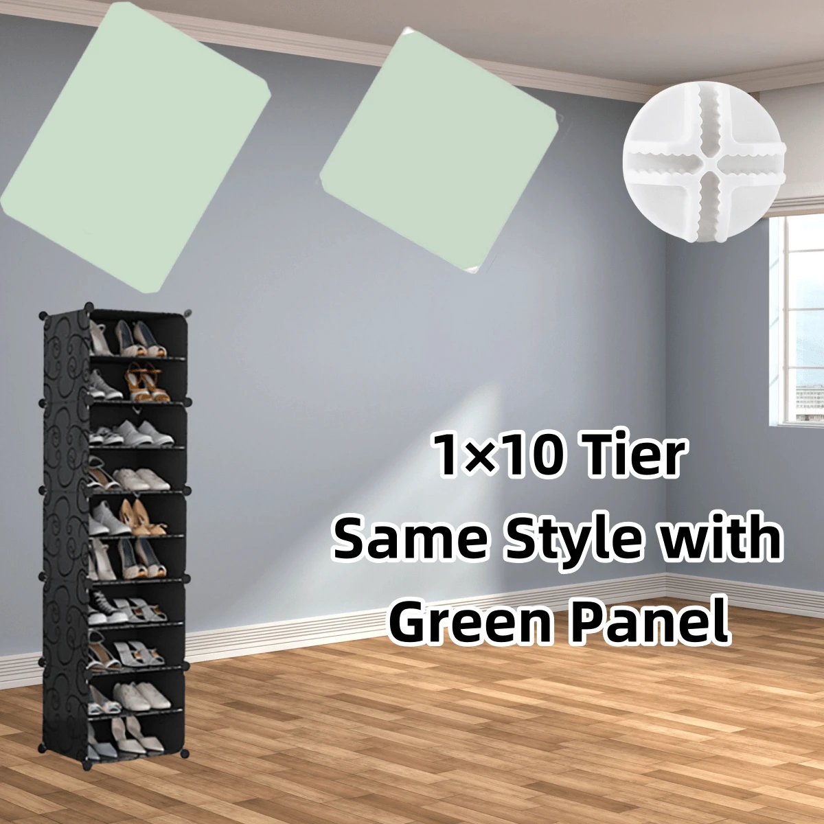 10-Layer DIY Shoe Cabinet Rack – Single-Column Modular Storage Holds 20 ...