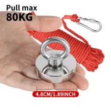 Heavy-Duty Magnet Fishing Magnet Hooks Kit ,Pull Max 80-300KG,With 1000cm Rope Buckle. Stainless Steel Ring,Ideal Choice For River Metal Retrieval And Magnetic Fishing Holiday Gift,Industrial Durable Magnet,Underwater Treasure Hunting Magnet Set