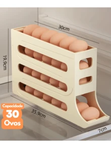 2/4 Tier Stackable Egg Holder Rolling Plastic Organizer Refrigerator Space Saving - Kem Be - Xem 7