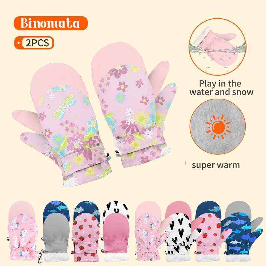 2 Cặp Găng Tay Hoạt Hình Cho Bé, 0-1 Tuổi S, 1-3 Tuổi M, 3-6 Tuổi L, Găng Tay Chơi Ngoài Trời Chống Thấm Nước Ấm Áp Chống Gió Tuyết Cho Bé Trai Và Bé Gái - nhiều màu - Xem 1