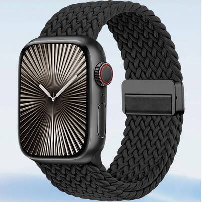 1 Stück magnetisches geflochtenes elastisches Nylonband kompatibel mit Apple Watch Armband 44mm 40mm 45mm 49mm 41mm 38mm 42mm Damen/Herren magnetischer Schnallenverschluss Armband kompatibel mit Series SE 7 5 6 8 9 Ultra 2 49mm, Smartwatch Zubehör