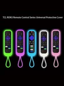 1Pc Silicone Luminous Remote Control Dust Cover Protective Case For Hisense Roku TV Remote Control, Multi-Color, Back To School Supplies - Pink - View 3