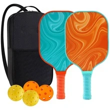Pickleball Schläger Set - 4 Fiberglas Schläger mit Wabenkern, 4 Bälle, 4 Griffe, 4 Handtücher & Tragetasche - Starter Set für Innen- und Außenbereich für Anfänger & Familien