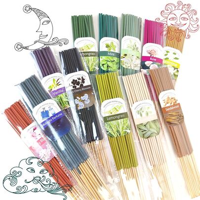 Juego de 4 paquetes de varitas de incienso con 4 estilos mezclados para la mañana/mediodía/tarde/noche, con múltiples aromas: sándalo, eucalipto, citronela, rosa, flor de cerezo, perfume, lavanda, salvia, menta, adecuado para el hogar, la oficina, el yoga, la meditación, después de las comidas, la lectura y las clases de música