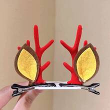 2pcs Christmas Headwear, Cute Antler Hairpins, Women's Holiday Elk Antler Hairpins