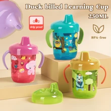 1 件 250ml/260ml 卡通动物鸭嘴防漏训练杯带一体式手柄，360 度防溢魔术饮水杯，适合日常使用 - 彩色 - 查看 3