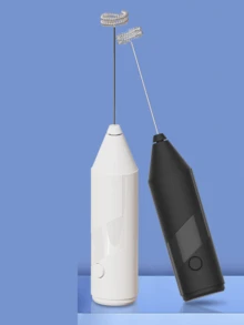 1pc Electric Milk Frother/Whisk, For Everyday Home Use, Time & Effort Saving, Convenient & Practical, Holiday, New Year And Christmas Gifts For Women, Coffee Lovers And Hosts/Hostesses; Practical Handheld Home Barista Kit - 白色 - 查看 3