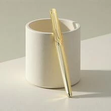 1 unidade de caneta esferográfica de metal com gravação galvanizada exclusiva - experiência de escrita suave para negócios/trabalho, excelente presente empresarial para profissionais/homens/mulheres, ideal para reuniões de escritório/presentes corporativos | Caneta de presente de metal premium