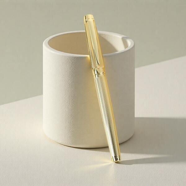 1 unidade de caneta esferográfica de metal com gravação galvanizada exclusiva - experiência de escrita suave para negócios/trabalho, excelente presente empresarial para profissionais/homens/mulheres, ideal para reuniões de escritório/presentes corporativos | Caneta de presente de metal premium