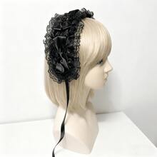 Japanese Lace Headband - Soft Girl Cos Matching, Daily Travel Private Clothes Matching Headdress, Cute Girl Style Headdress. - 黑色 - 查看 2