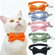 Adjustable Cat Collar With Detachable Bow Tie, Suitable For Medium & Small Cats & Dogs - Multicolor - View 1