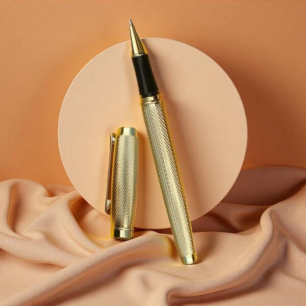 1 Unit Metal Roller Ball Pen With Unique Electroplated Engraving - Smooth Writing Experience For Business/Work, Excellent Business Gift For Professionals/Men/Women, Ideal For Office Meetings/Corporate Gifting | Premium Metal Gift Pen