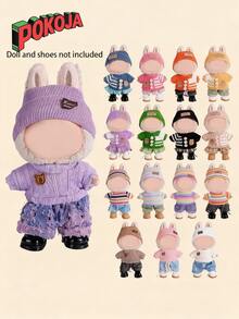 6.69 英寸娃娃衣服，与 兼容，包括 3 套服装 - 时尚渔夫帽、毛衣和裤子或裙子套装，适合 6.69 英寸娃娃，可爱的娃娃公仔配件，可供玩耍和展示（不含鞋子和娃娃） - 彩色 - 查看 2