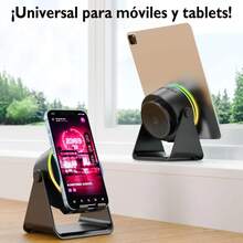 Soporte de altavoz con luz ambiental colorida y sensor inalámbrico de sonido envolvente HD - Negro - Ver 9