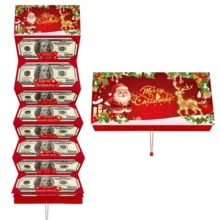 10 口袋圣诞老人美元钞票夹 - 流苏可折叠设计，红色/蓝色/绿色，适合圣诞节、冬季仙境假期、新年派对和创意礼物 - 彩色 - 查看 10