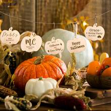 Personalized Wood Pumpkin Decor, Handmade Style Unfinished Carved Ornament For Halloween Thanksgiving Ghost Festival Party Celebration