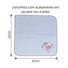 Nil Leifa Fralda Tecido Algodao Kit C/ 5 Un + 3un Pano De Boca Bordados delicados para menina - Rosa Bebê - Visão 4