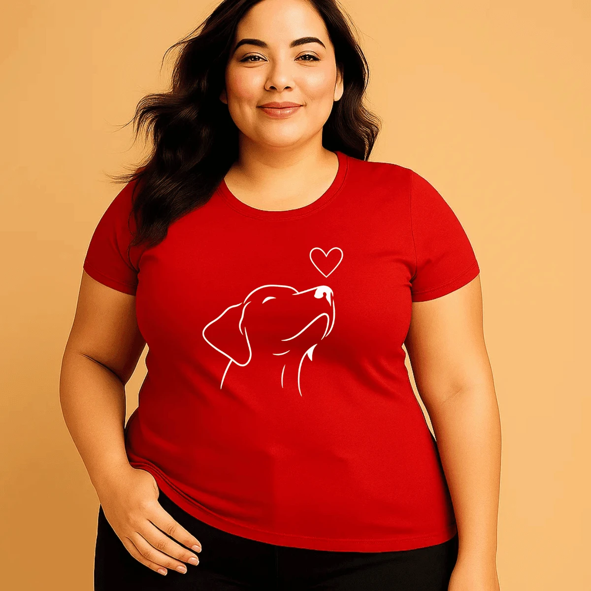 Camiseta Plus Size Feminina Estampada Cristão Academia Cachorro 100% Algodão Premium Manga Curta Verão Blusa Camisa - Vermelho - Visão 1