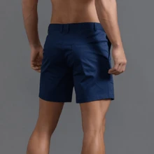 GS SNOWING Men's Chino Shorts 6 Inch Slim Fit Shorts Cotton Stretch Casual Shorts Summer Flat Front Shorts - 藏青色 - 查看 3