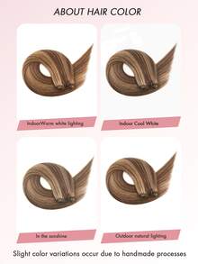 Sew In Hair Extensions Real Human Hair 1pc 50G Straight Human Hair Extensions, Natural 12-24inch Bundles, DIY Hair Weft For Women, Lightweight Daily Hair Enhancements - S4/27 - 查看 5