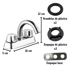 SOLONE Mezcladora para Lavabo de Baño con Cuerpo de ABS y Nariz de Acero Inoxidable 304 Diseño Cromado - Plateado - Ver 4