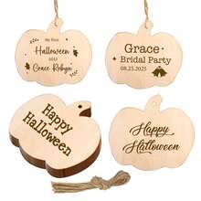 Personalized Wood Pumpkin Decor, Handmade Style Unfinished Carved Ornament For Halloween Thanksgiving Ghost Festival Party Celebration
